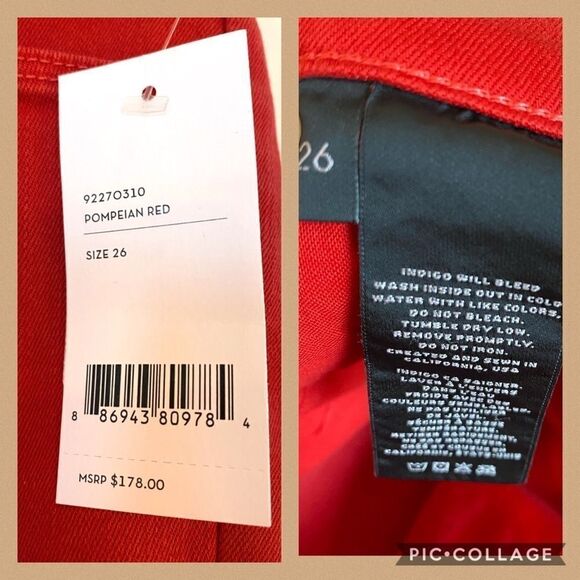 New J Brand skinny crop capris retro 50’s red jeans size 26 Rockabilly pin up - Picture 4 of 8